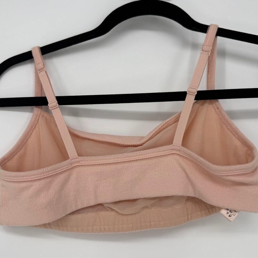 Skims Logo Pointelle Square Neck Bralette Nude Pale Pink Size Large L - Picture 4 of 4
